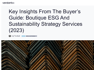 Verdantix Publishes ESG and Sustainability Strategy Services Buyer's Guide