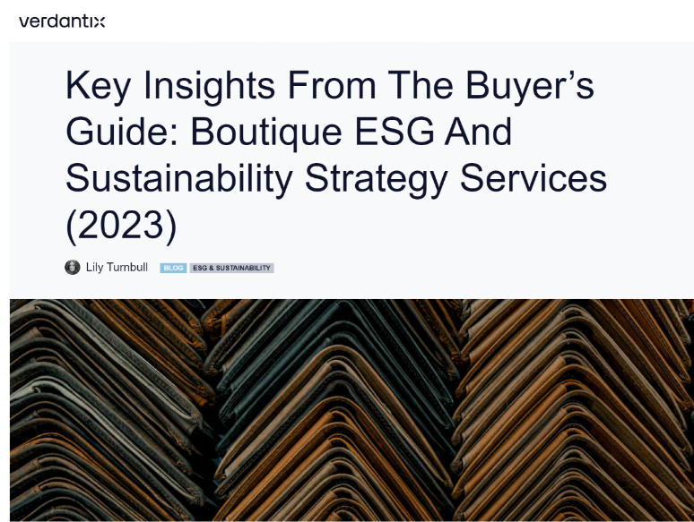 Verdantix Publishes ESG and Sustainability Strategy Services