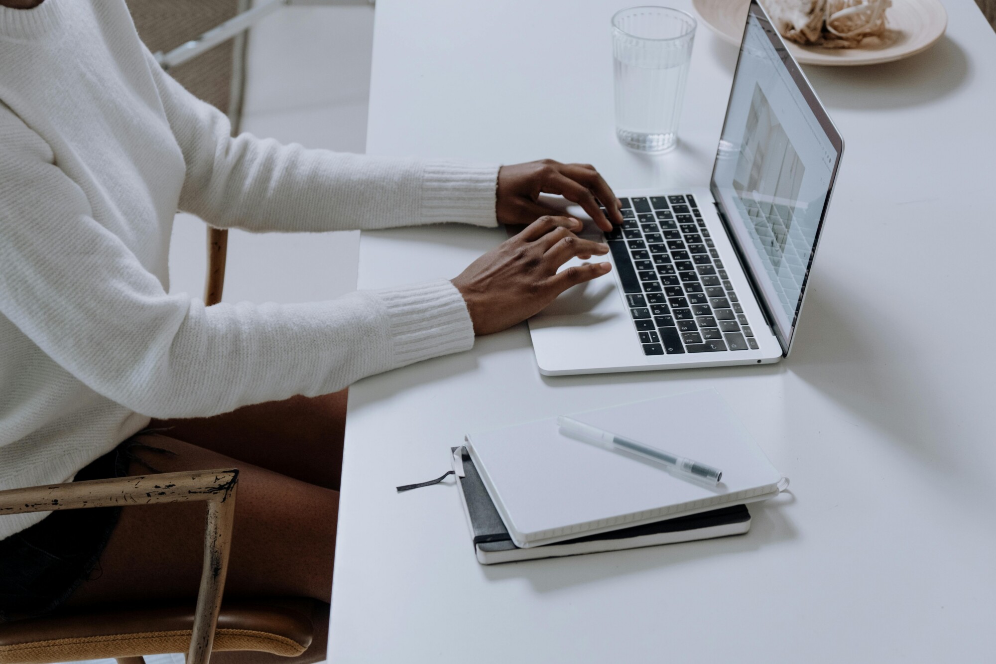 Person at computer, data collection